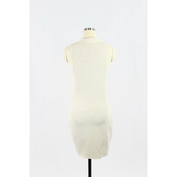 NWOT Aritzia BABATON Sculpt Knit Matte Pearl Ribbed Polo Neck Mini Dress, Size M - Picture 3 of 14